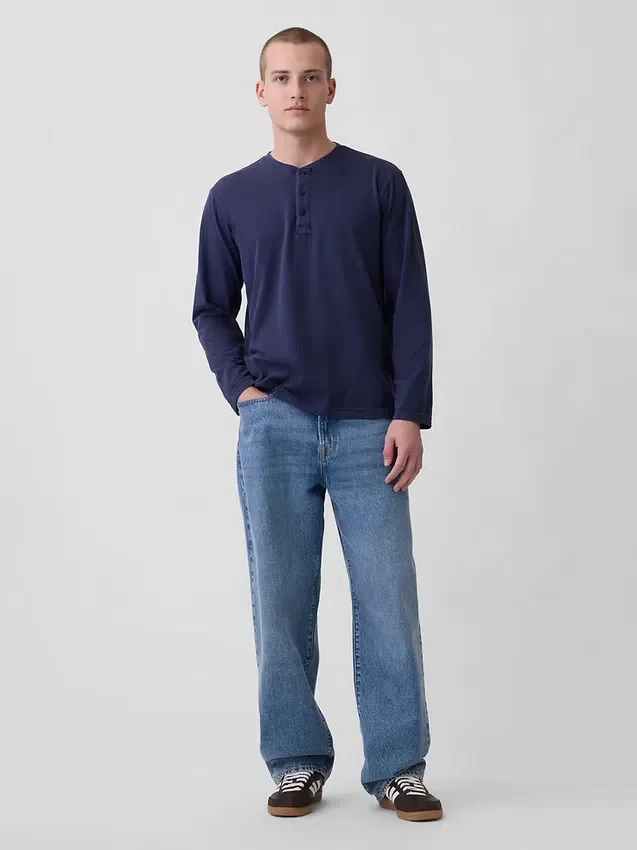 T-shirt Henley décontracté