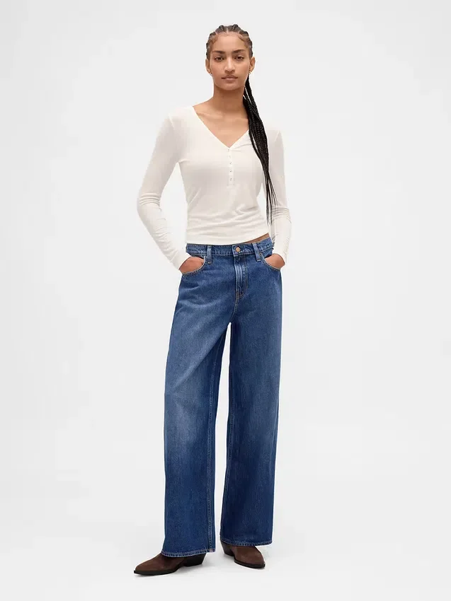 T-shirt Henley en maille côtelée transparente