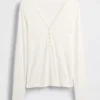 T-shirt Henley en maille côtelée transparente