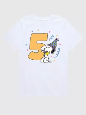 T-shirt à manches courtes avec motif « Peanuts » pour enfants, 5e anniversaire