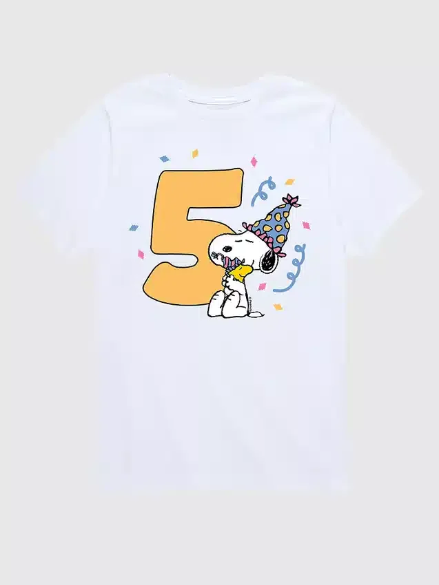 T-shirt à manches courtes avec motif « Peanuts » pour enfants, 5e anniversaire