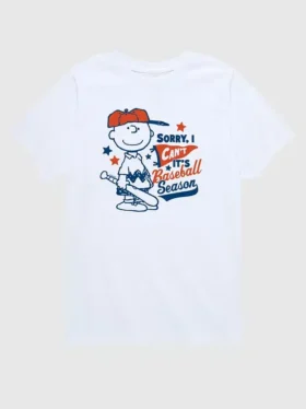 T-shirt à manches courtes « Charlie Brown Sorry I Can't » sur le thème de la saison de baseball Peanuts pour tout-petits