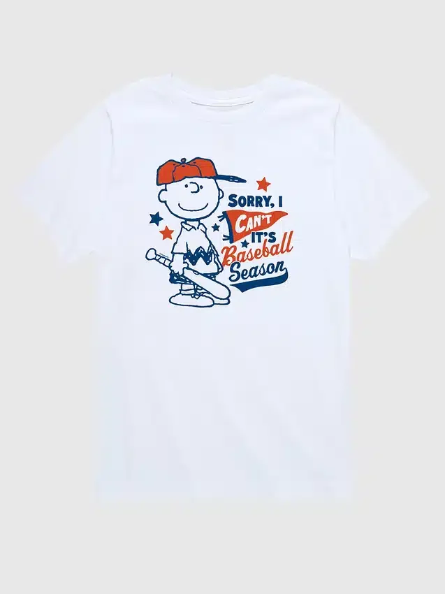 T-shirt à manches courtes « Charlie Brown Sorry I Can't » sur le thème de la saison de baseball Peanuts pour tout-petits