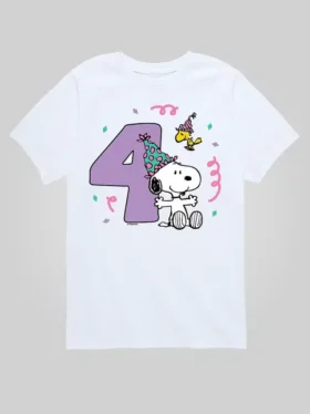T-shirt à manches courtes « Peanuts » pour tout-petits, 4e anniversaire