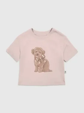 T-shirt à manches courtes pour tout-petits avec motif « Doggie Bow »