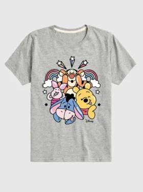 T-shirt à manches courtes pour tout-petits Winnie l'ourson et ses amis « Arc-en-ciel et étoiles »