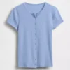T-shirt moderne à col rond et boutons sur le devant
