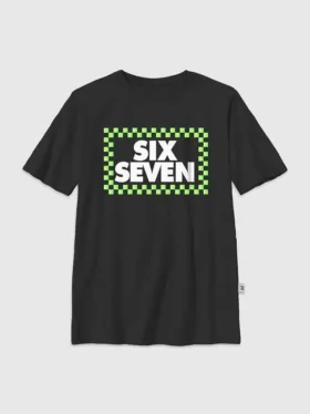 T-shirt à motif « Six Seven » à carreaux pour enfants