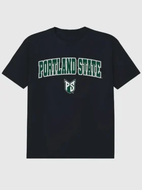 T-shirt noir avec le logo « Arch Logo » de l’université d’État de Portland