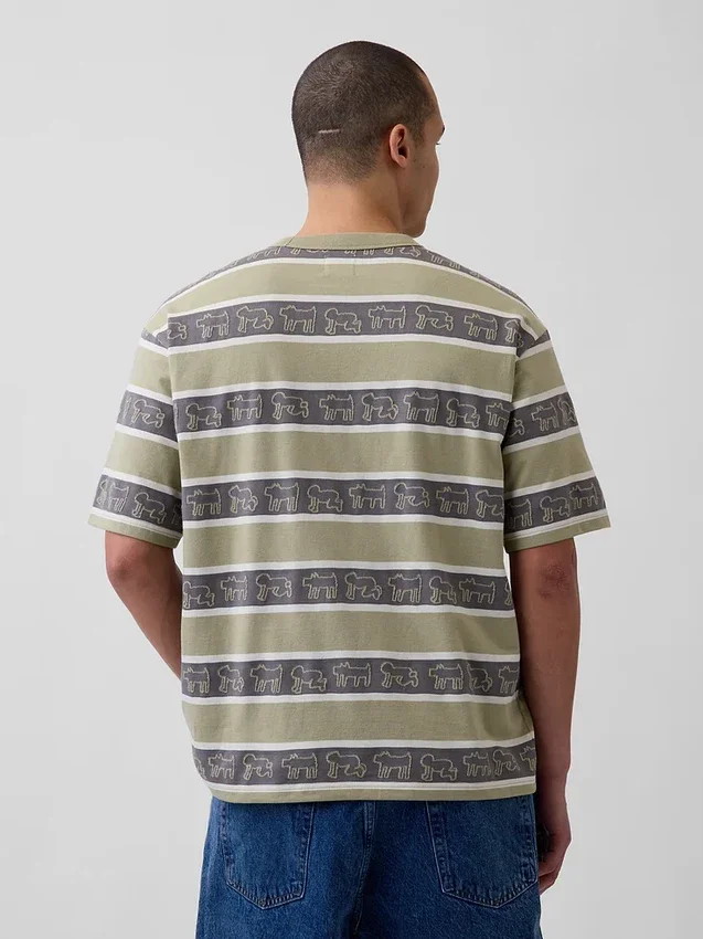T-shirt oversize à rayures Keith Haring