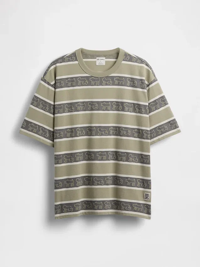 T-shirt oversize à rayures Keith Haring