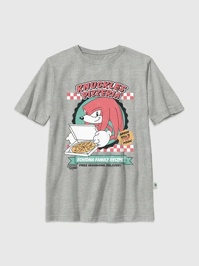 T-shirt pour enfant avec motif « Knuckles Pizza » de Sonic the Hedgehog