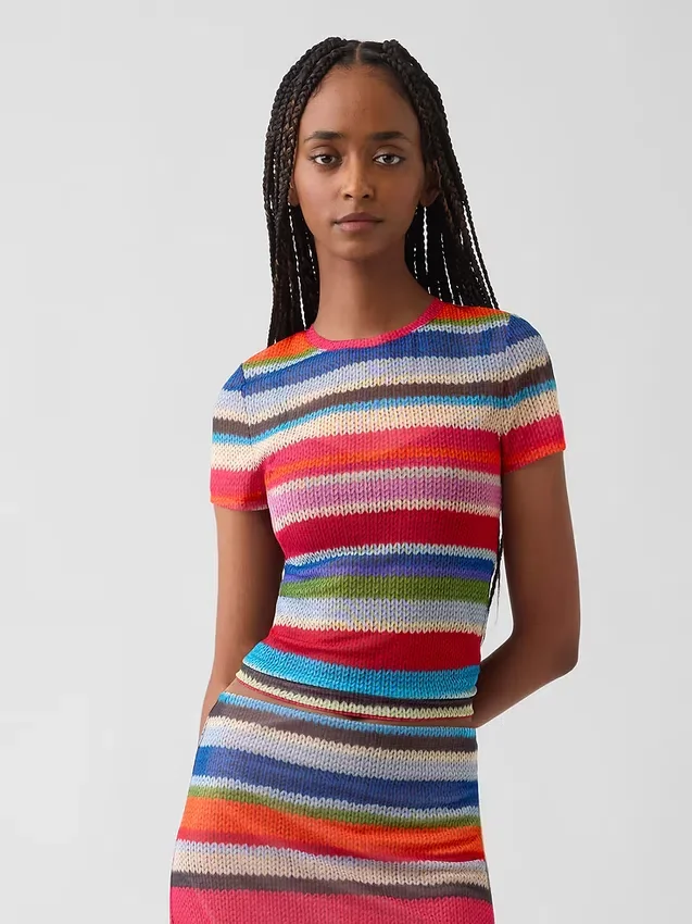 T-shirt transparent à rayures « Happy Stripe » de Gapstudio