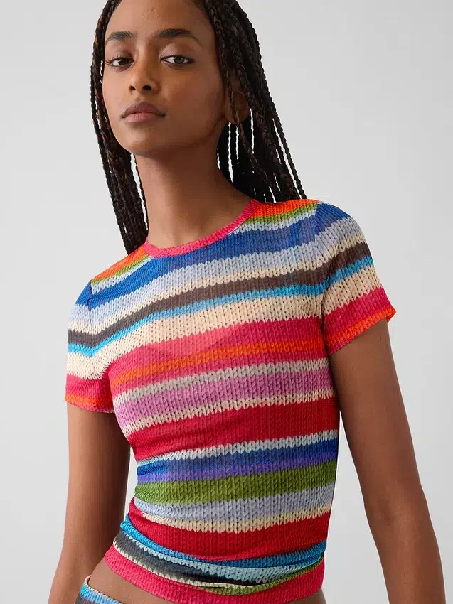 T-shirt transparent à rayures « Happy Stripe » de Gapstudio