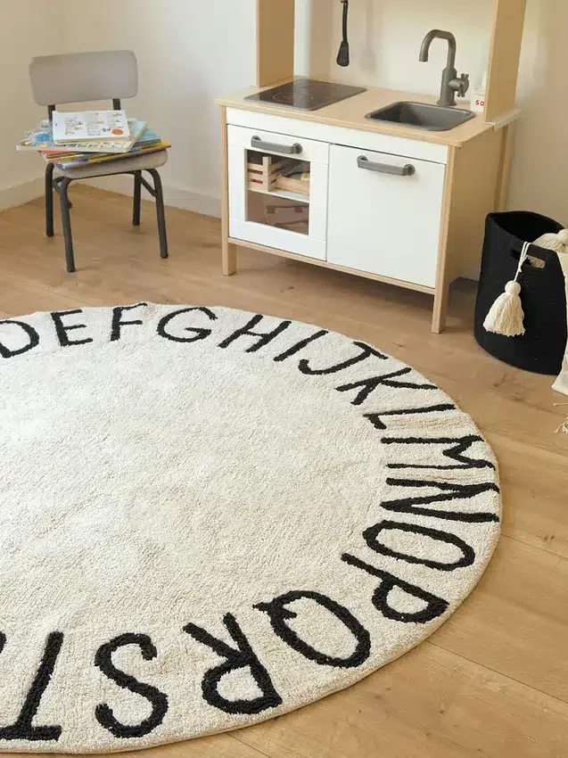 Tapis lavable Lorena Canals « Abc » noir naturel