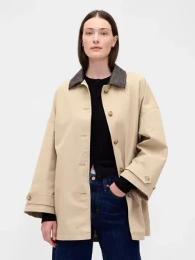 Trench-coat oversize en sergé
