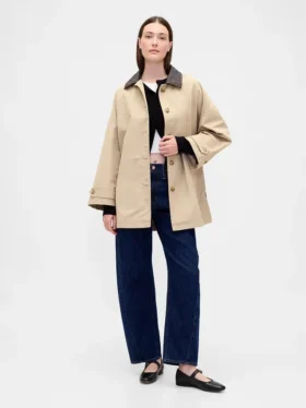 Trench-coat oversize en sergé
