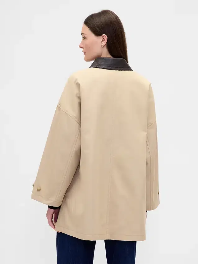 Trench-coat oversize en sergé