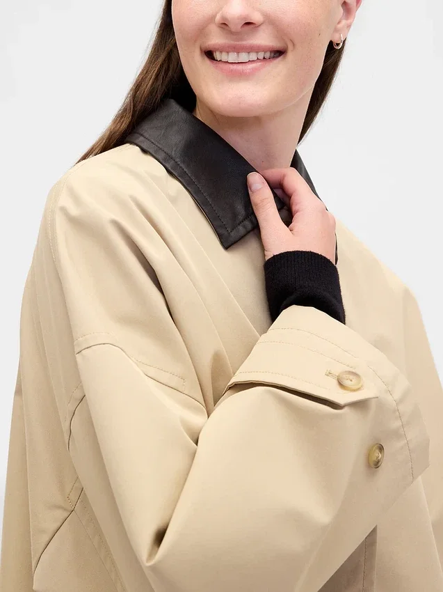 Trench-coat oversize en sergé
