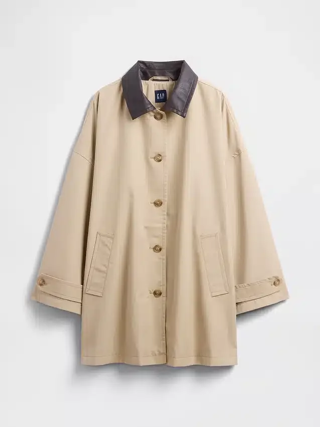 Trench-coat oversize en sergé