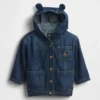 Veste à capuche en denim ultra-douce pour bébé