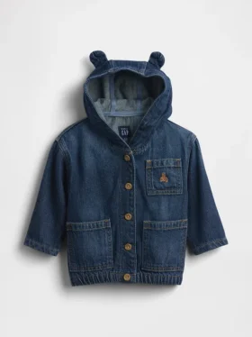 Veste à capuche en denim ultra-douce pour bébé