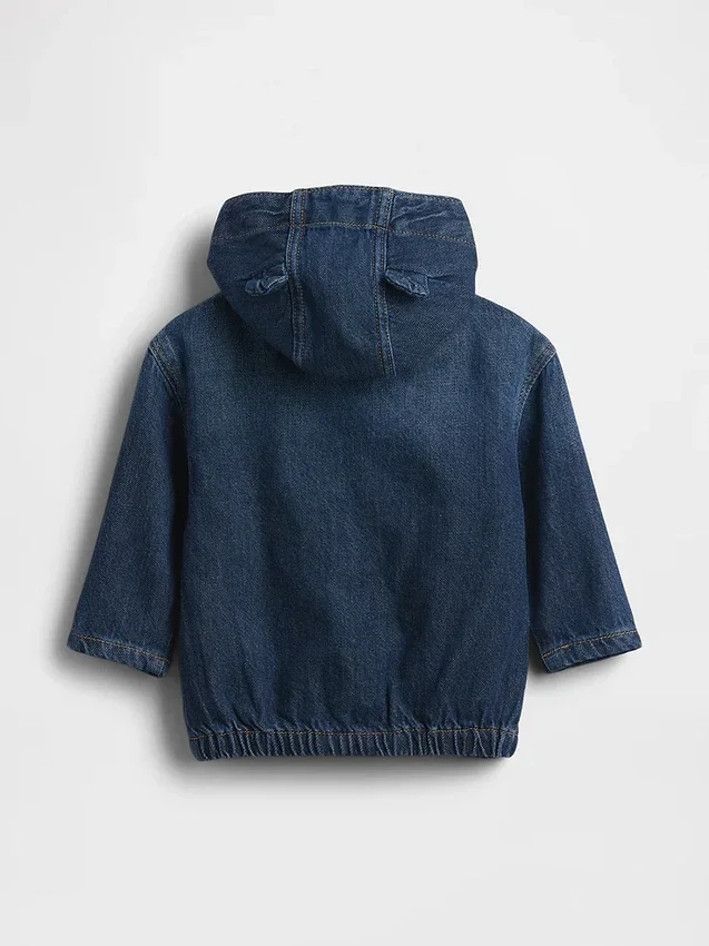 Veste à capuche en denim ultra-douce pour bébé