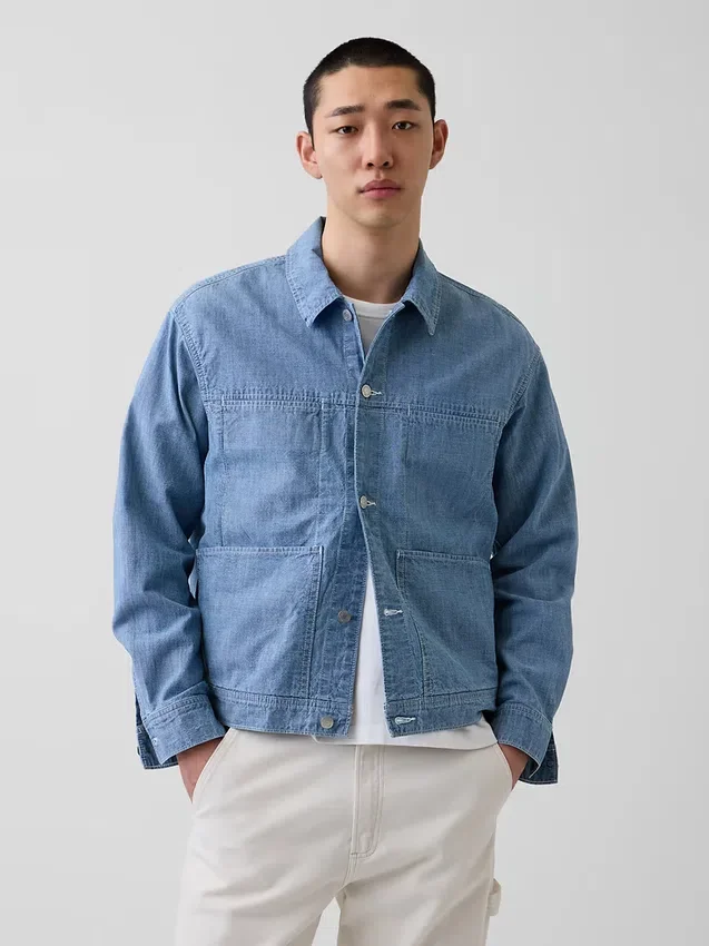 Veste carrée en chambray