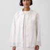 Veste chemise ample à ourlet ajouré