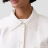 Veste chemise ample à ourlet ajouré