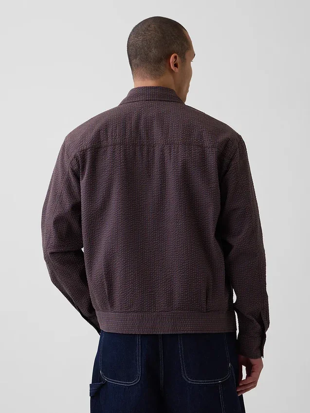 Veste chemise zippée en seersucker
