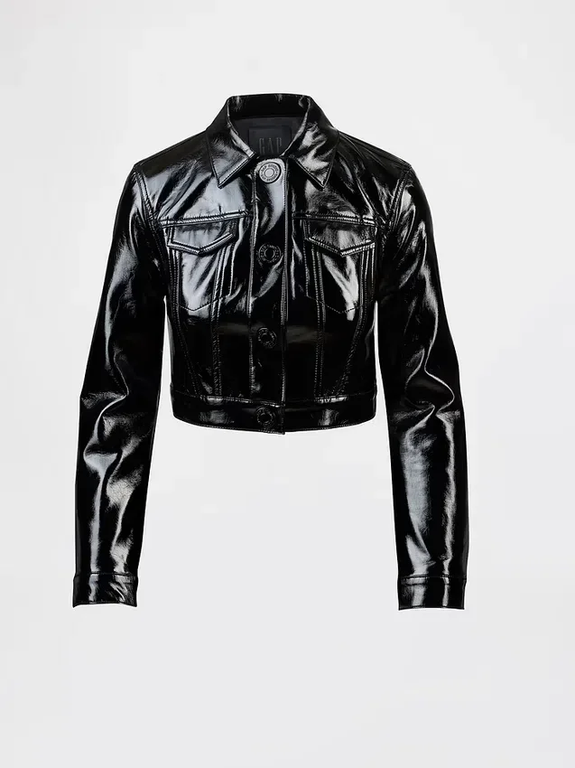 Veste courte en cuir verni vegan Gapstudio