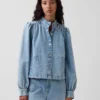 Veste courte en denim à coupe évasée
