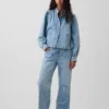 Veste courte en denim à coupe évasée