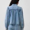 Veste courte en denim à coupe évasée