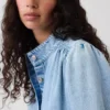 Veste courte en denim à coupe évasée