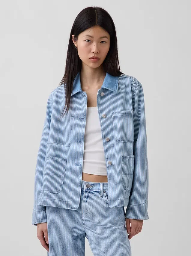 Veste de travail en denim rayé