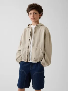 Veste en denim décontractée à capuche pour enfant