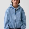 Veste en denim décontractée à capuche pour enfant