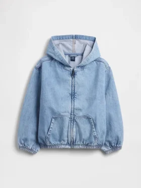 Veste en denim décontractée à capuche pour enfant