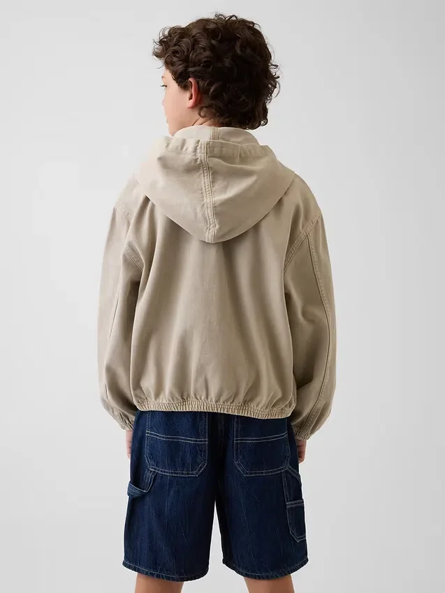 Veste en denim décontractée à capuche pour enfant