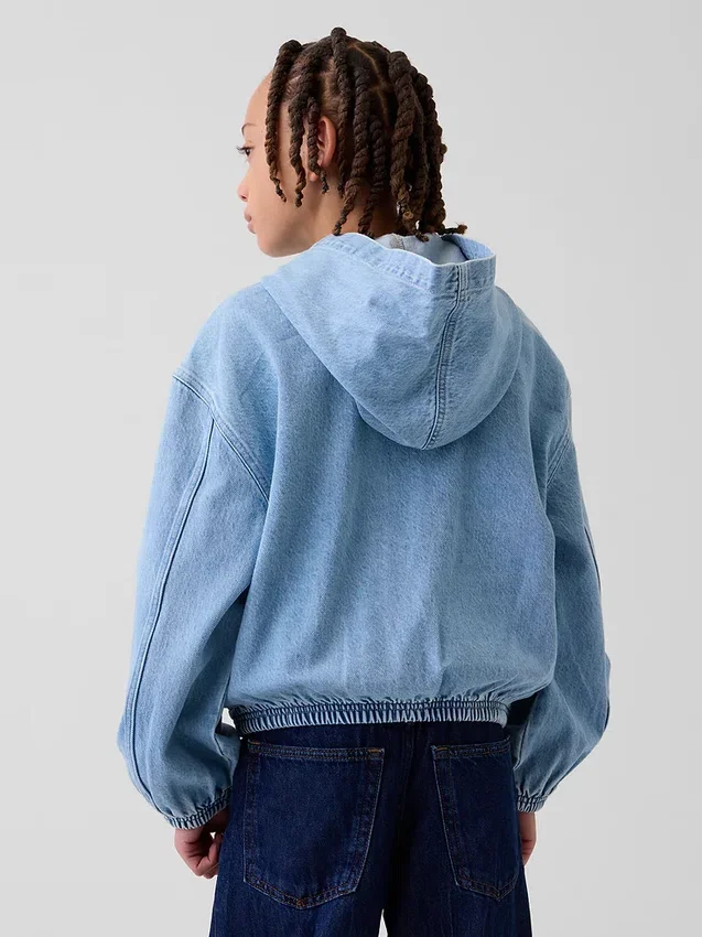 Veste en denim décontractée à capuche pour enfant