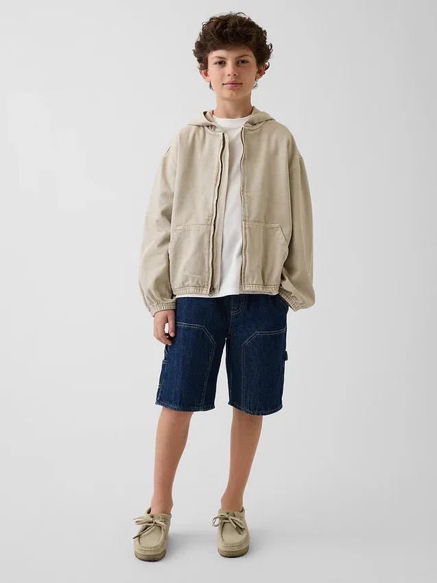 Veste en denim décontractée à capuche pour enfant