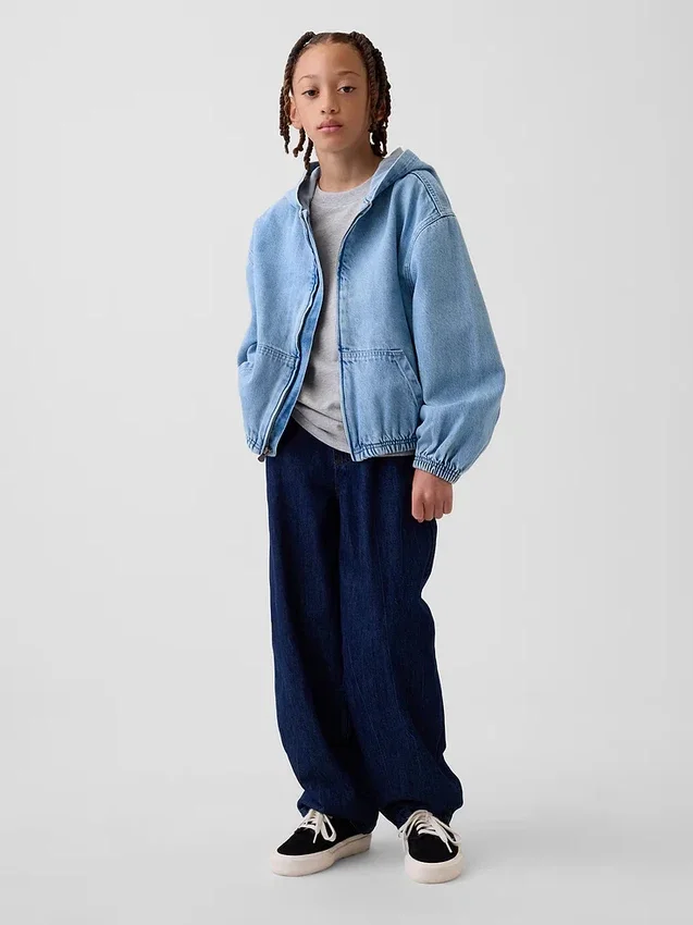 Veste en denim décontractée à capuche pour enfant