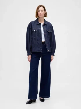 Veste en denim emblématique oversize ultra-douce à manches ballon