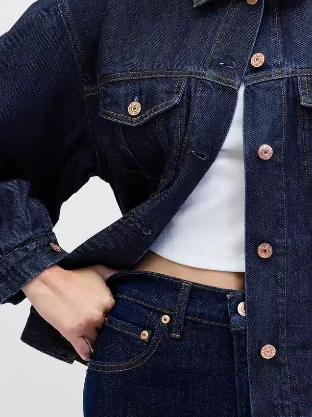Veste en denim emblématique oversize ultra-douce à manches ballon