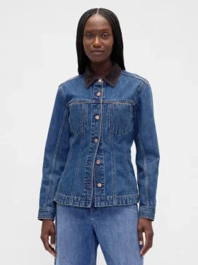 Veste en denim longue et ajustée