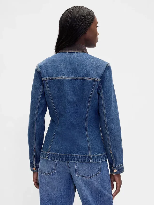 Veste en denim longue et ajustée
