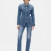 Veste en denim longue et cintrée