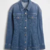 Veste en denim longue et cintrée